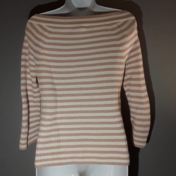 J.crew cream & tan boatneck sweater xxs - Picture 3 of 5